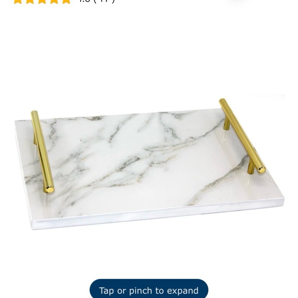 14- Elegant Marble Trays with Gold Handles White & Gold Marbled Look Tray 12x8